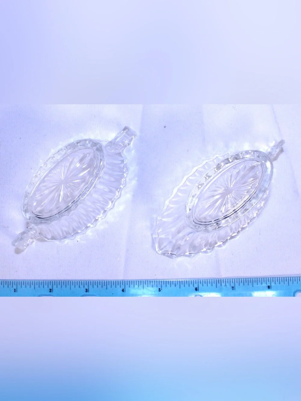 Vintage Heisey Ridgeleigh Clear Glass Mini Sugar & Creamer Set Art Deco Ribbed